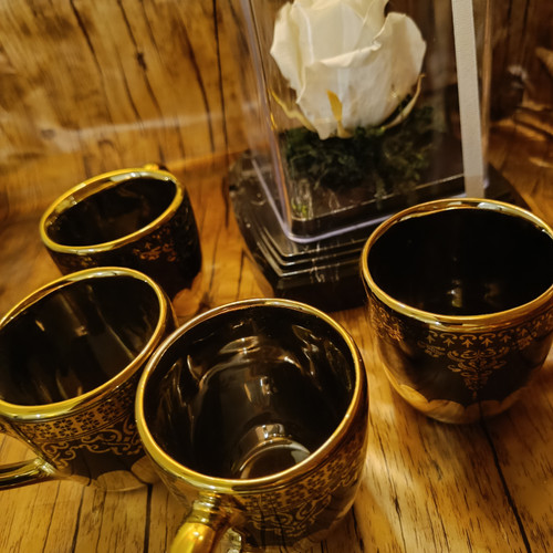 اسپرسو خوری سلطنتی کادویی دو نفره مشکی ، طلایی